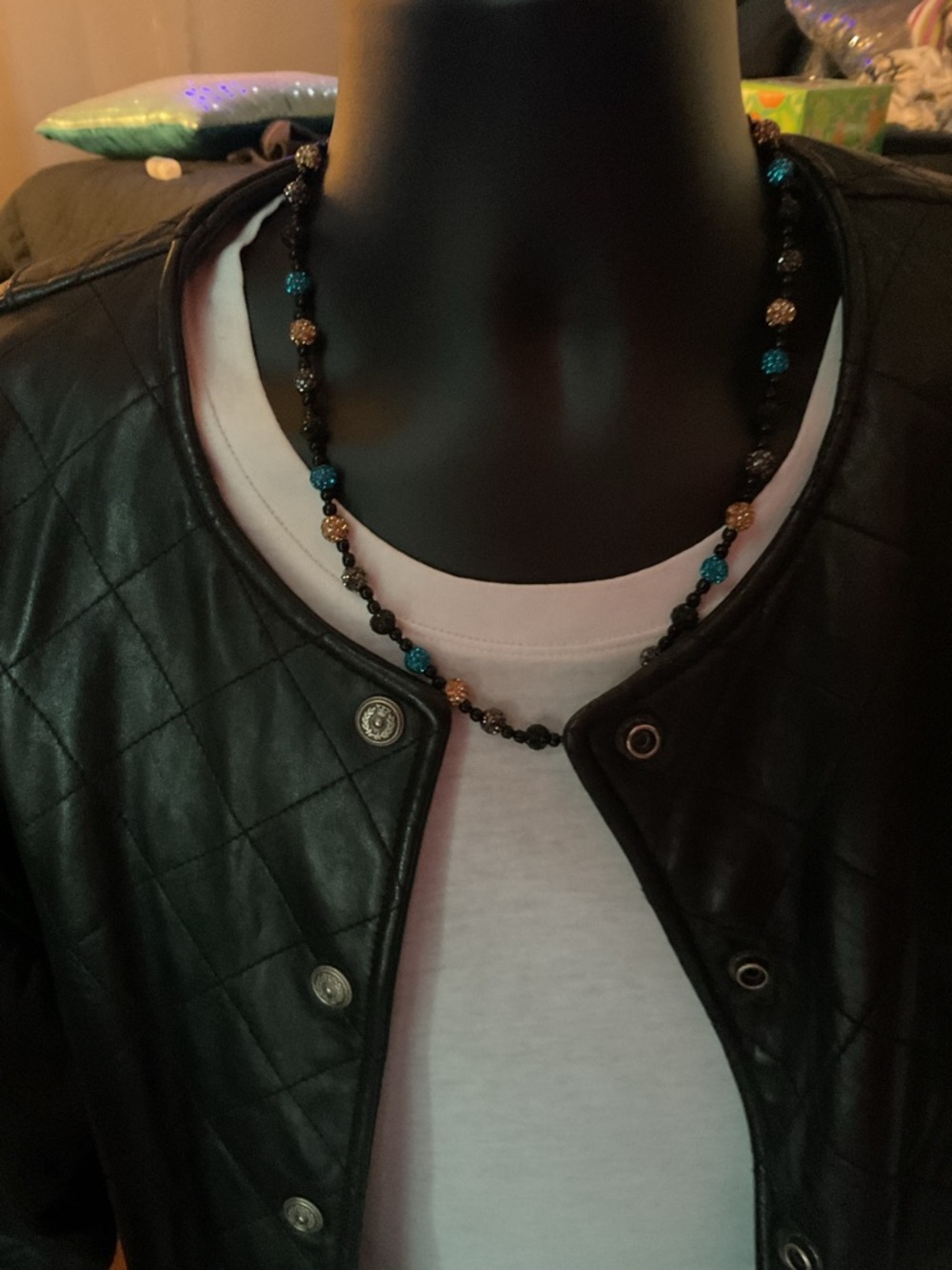 Men’s Crystal Pave Bead Necklace 🖤